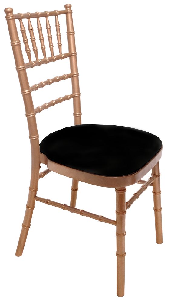 Stuhl Chiavari Gold mit Sitzkissen weiß mieten – 5