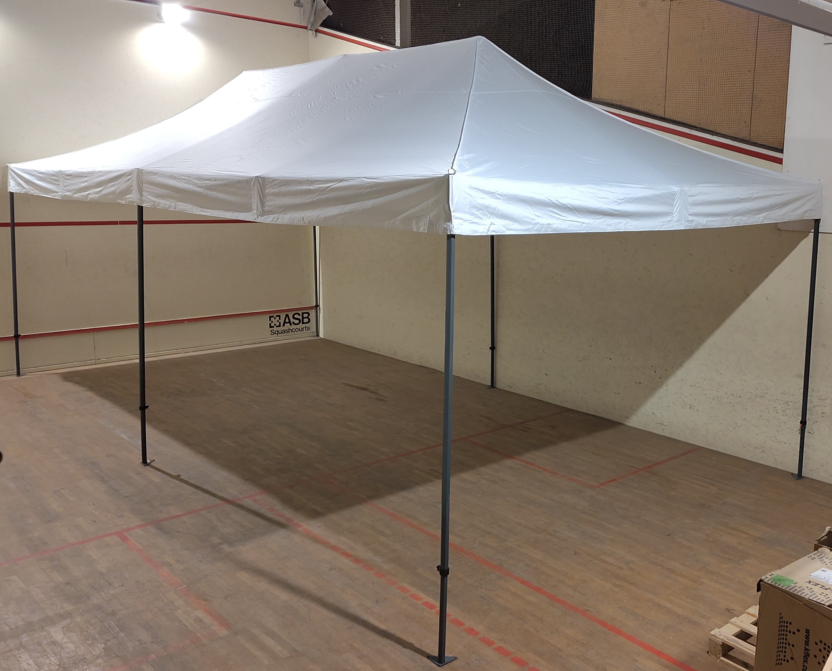 Faltzelt, weiß, 4x8m inkl. Panorama- und geschlossenen Seitenwänden