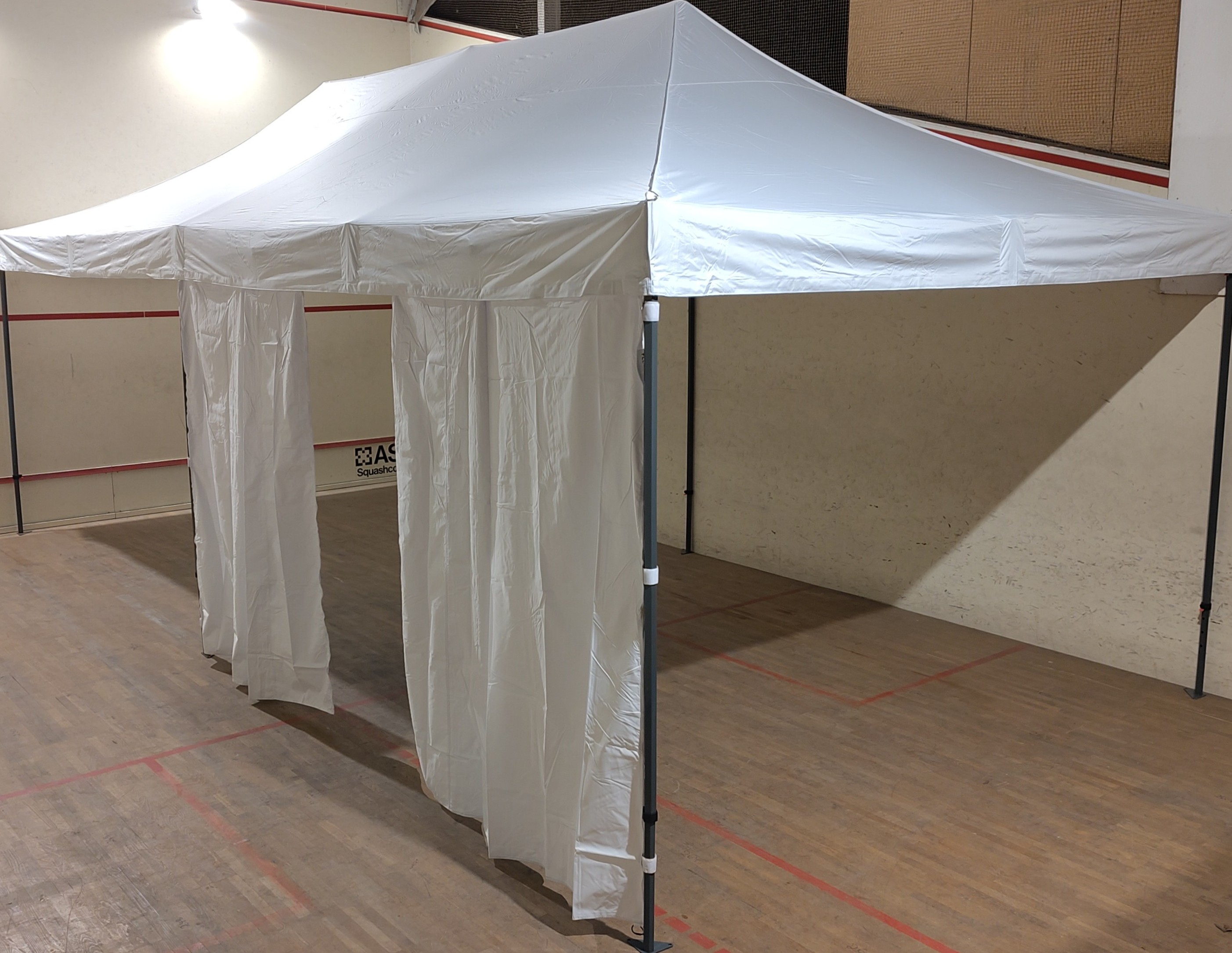 Faltzelt, weiß, 4x8m inkl. Panorama- und geschlossenen Seitenwänden – 3