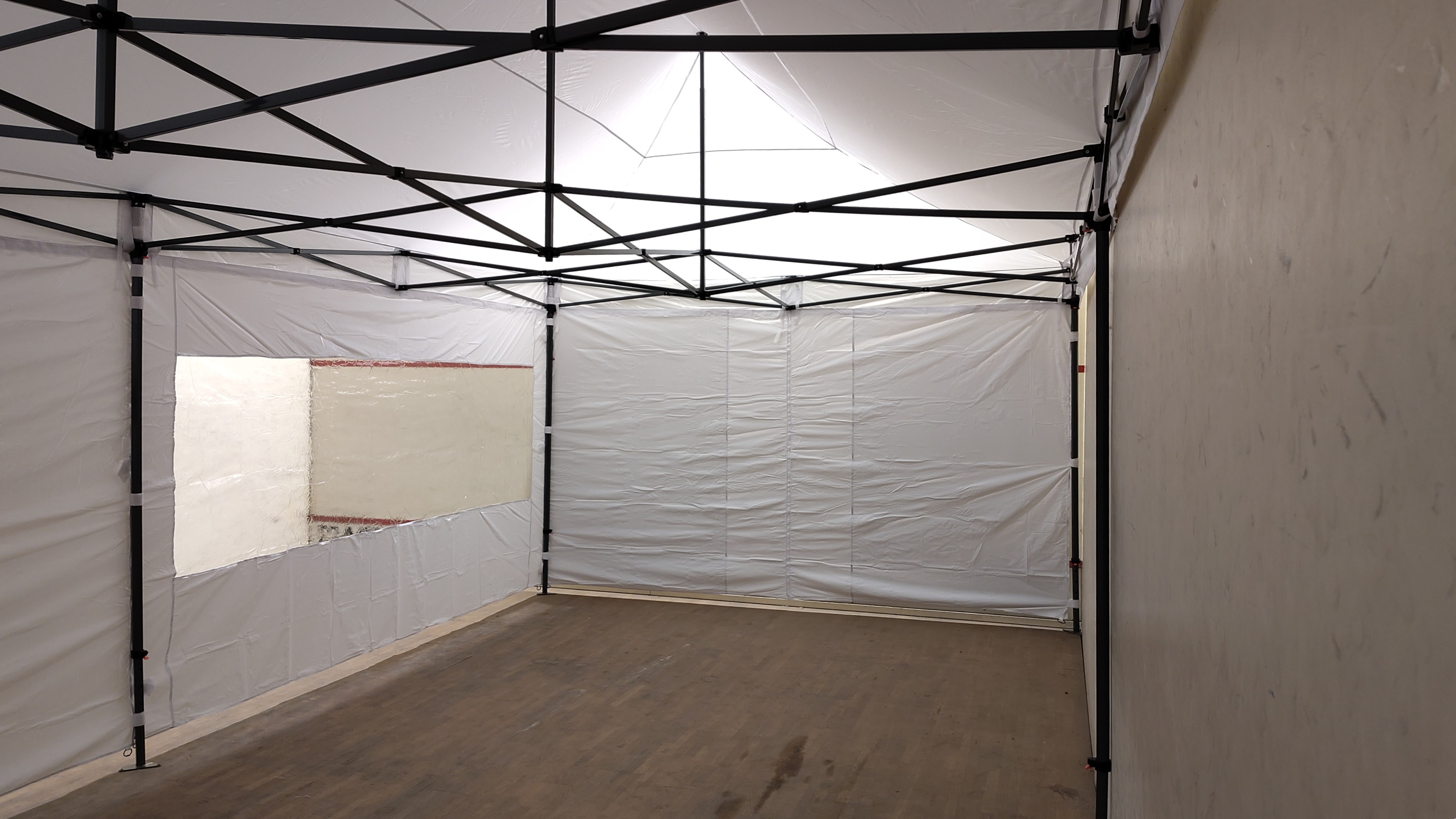 Faltzelt, weiß, 4x8m inkl. Panorama- und geschlossenen Seitenwänden – 5
