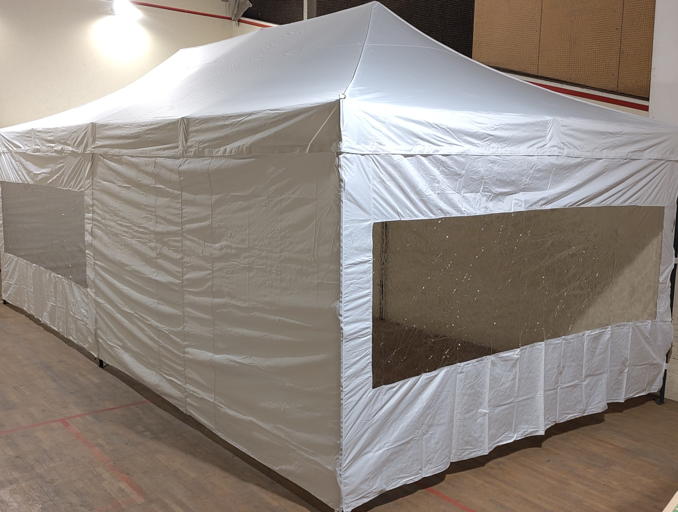 Faltzelt, weiß, 4x8m inkl. Panorama- und geschlossenen Seitenwänden – 4