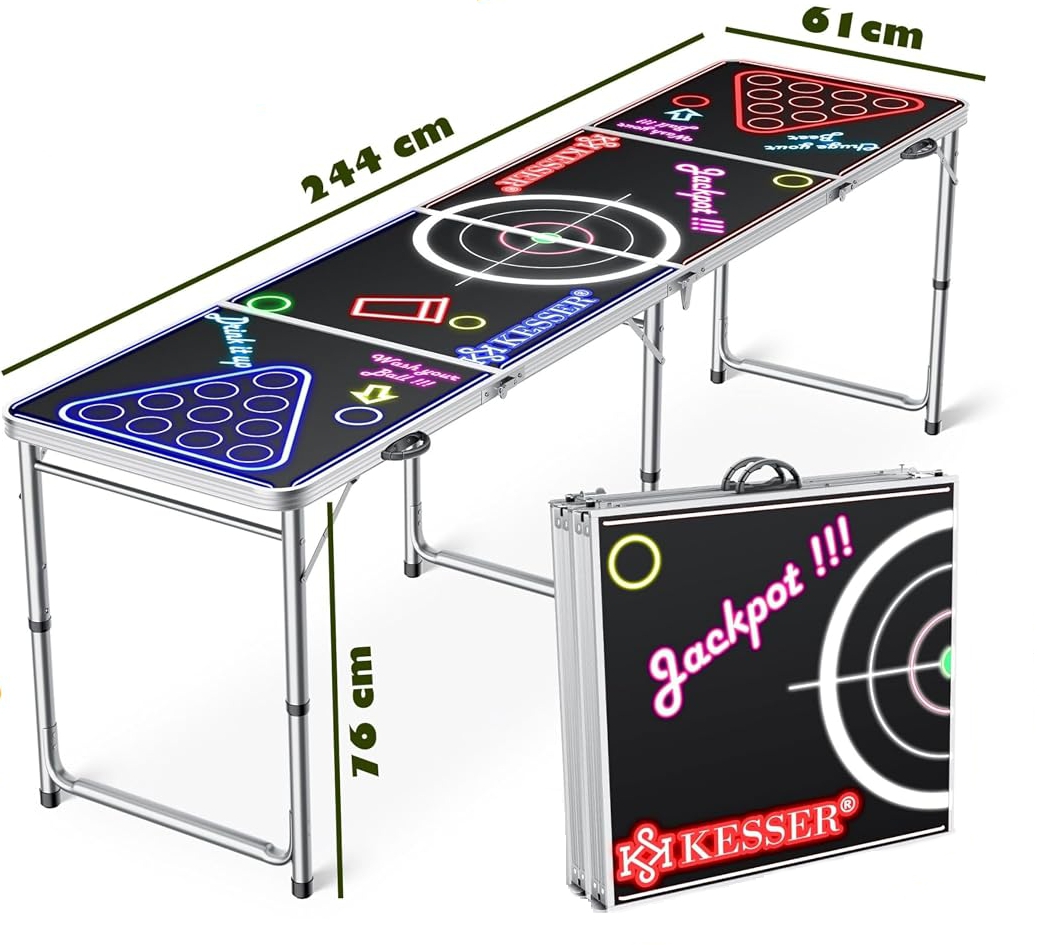 MIETE | Bier Pong / Beer Pong Tisch | mit LED-Beleuchtung & UV-Effekt