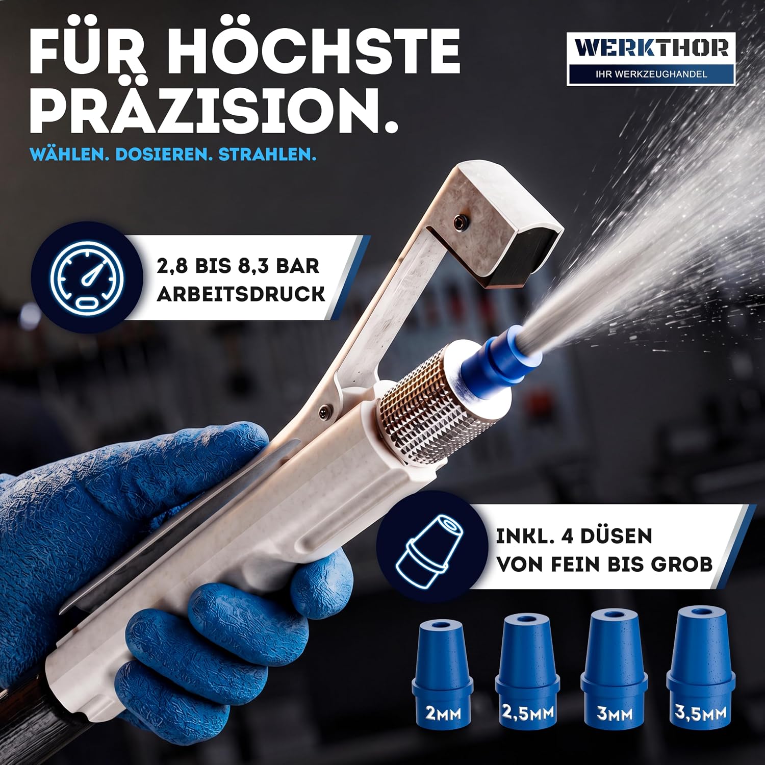 Sandstrahlgerät 75 L mobil Sandstrahler für Holz & Metall  inkl. Luftkompressor 8 – 10 bar Sandstrahlen – 4