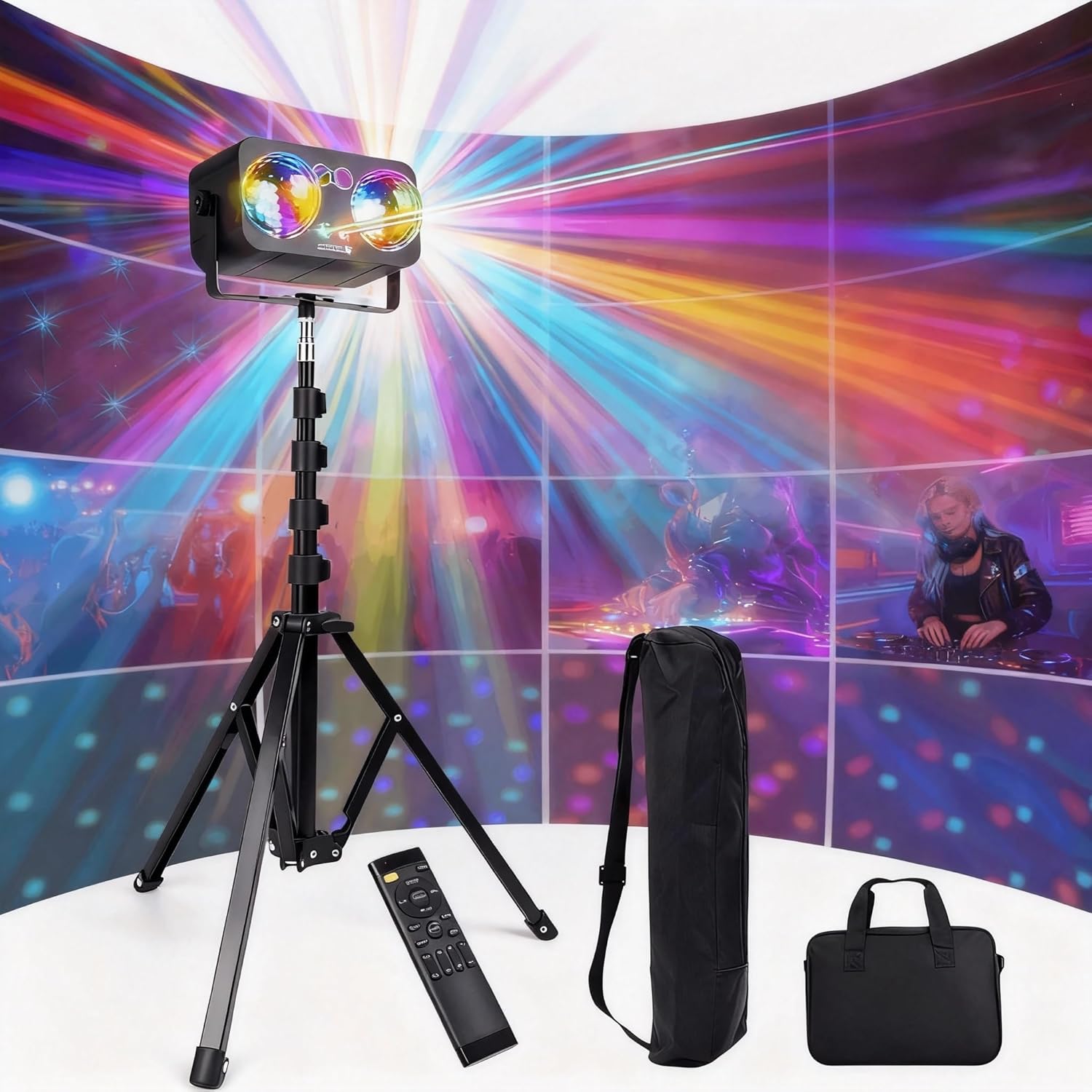 Discolicht mit Stativ 6-in-1 LED Partylicht musikgesteuert mit Fernbedienung & Sound Control Disco Lichter
