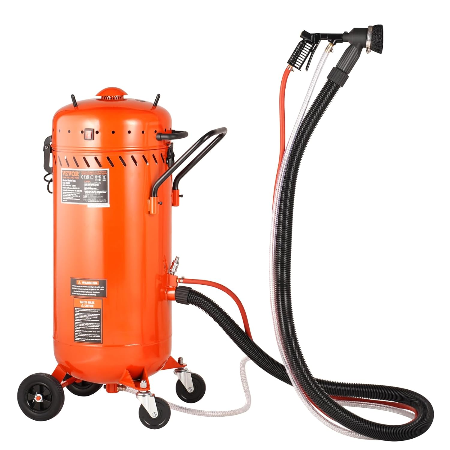 Vakuum-Sandstrahlgerät 106 L staubfreier Sandstrahler mit eingebautem 1200 W Vakuumsystem 60-110 PSI Hochleistungs-Strahlgerät inkl. Kompressor 8 – 10 bar