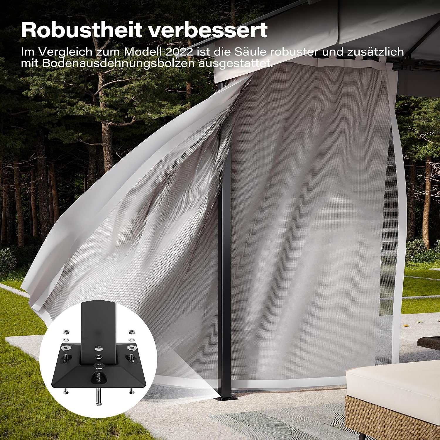 Partyzelt-Unterstand Outdoor-Pavillon 4 x 3 m robuster Doppeldach Moskitonetze Sichtschutzwände – 5