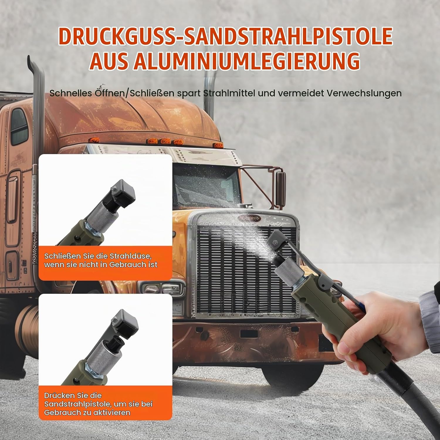 Sandstrahlen 40 L Sandstrahlmaschine 60-125 PSI inkl. Luftkompressor mobiler Sandstrahler – 4