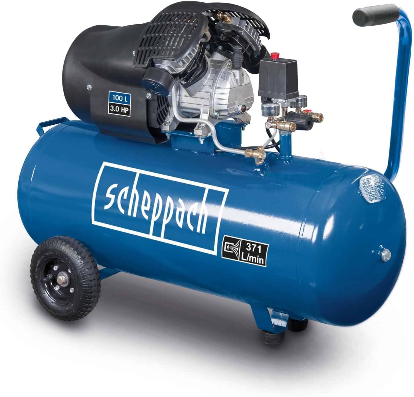 Druckluft Kompressor 2200 Watt ölgeschmiert 100 L Kessel 10 Bar Ansaugleistung 412 L/min. 3 PS