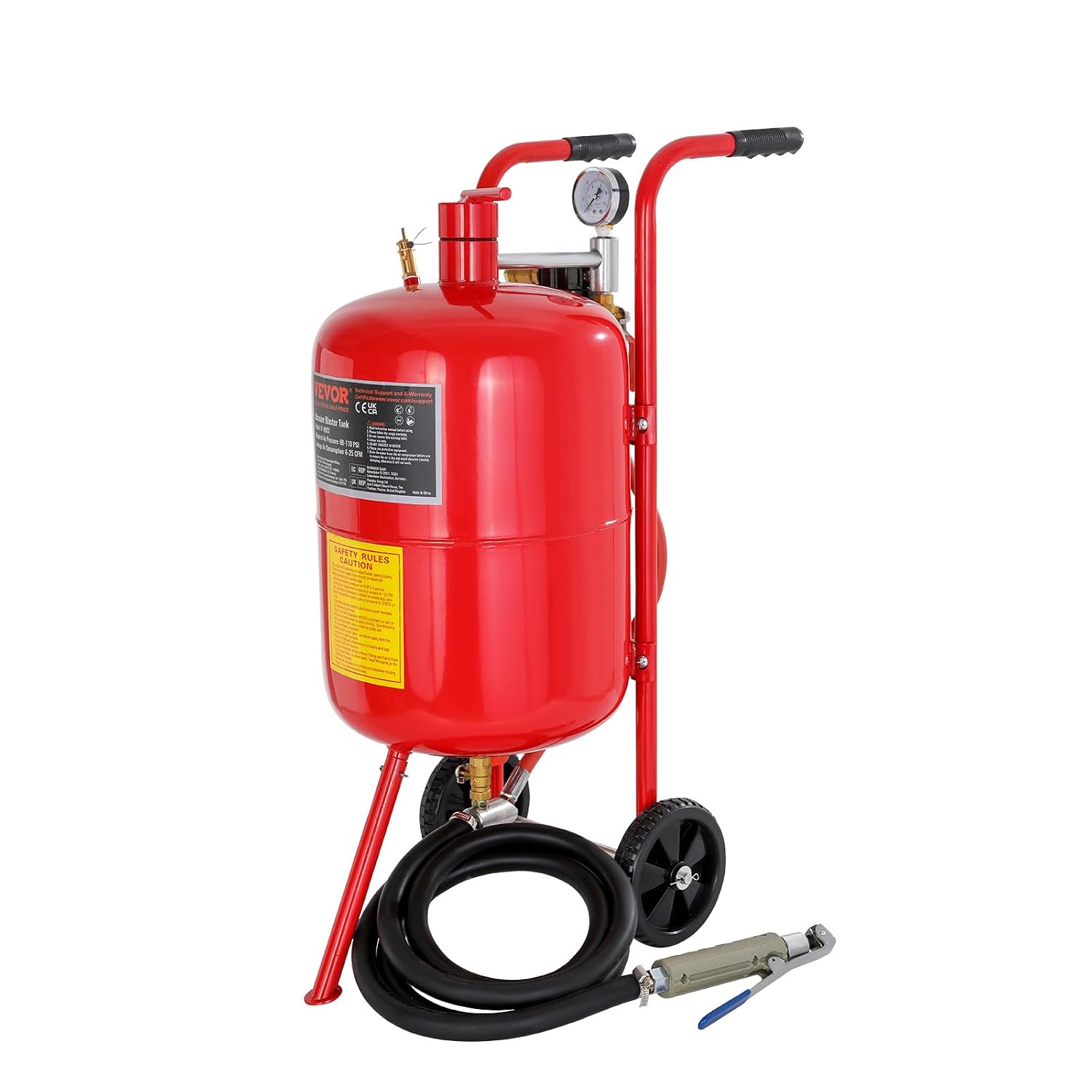 Sandstrahlen 40 L Sandstrahlmaschine 60-125 PSI inkl. Luftkompressor mobiler Sandstrahler – Thumbnail 9