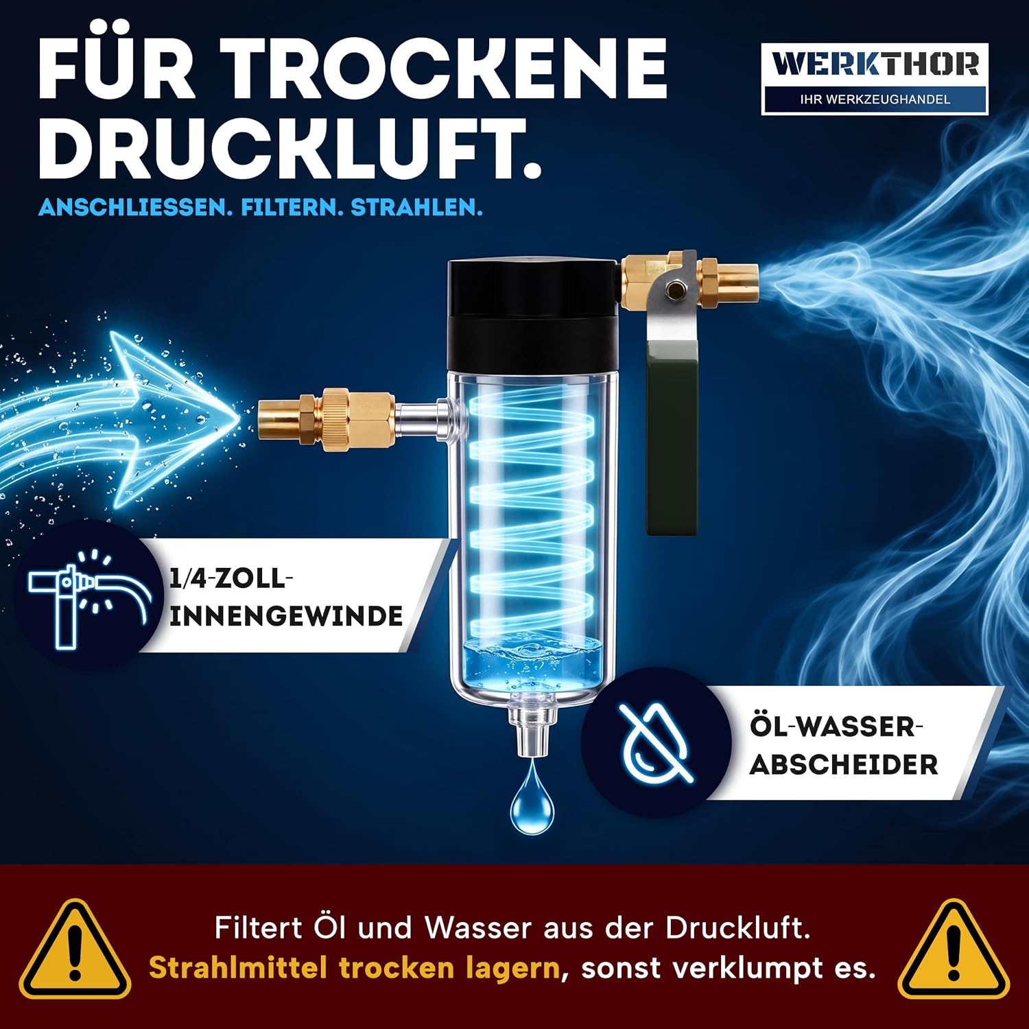 Sandstrahlgerät 75 L mobil Sandstrahler für Holz & Metall  inkl. Luftkompressor 8 – 10 bar Sandstrahlen – Thumbnail 6