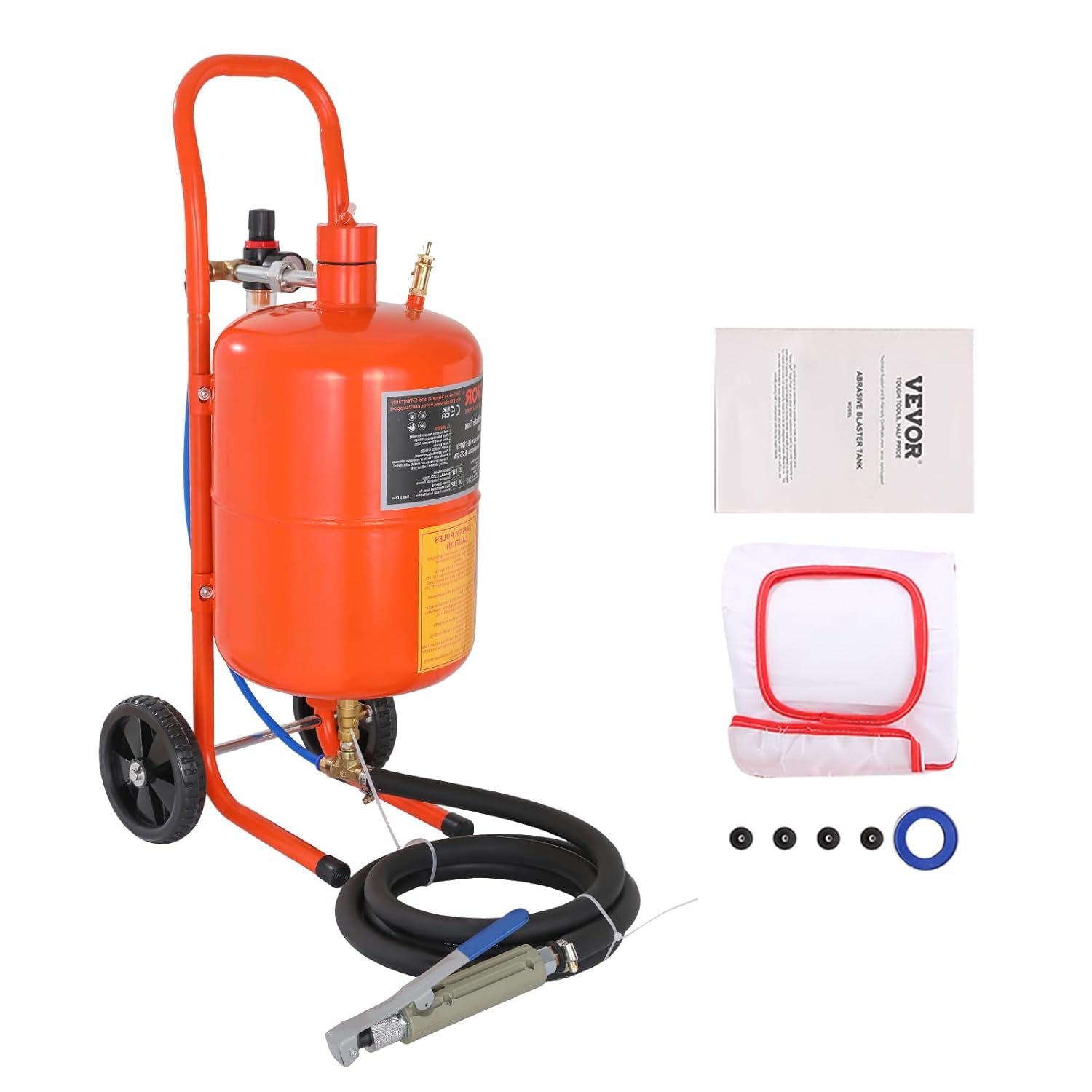 Mobiles Sandstrahlgerät 18,92 L inkl. Luftkompressor 100 L 8-10 bar Sandstrahlanlage 243,84 cm Arbeitsschlauch Sandstrahler