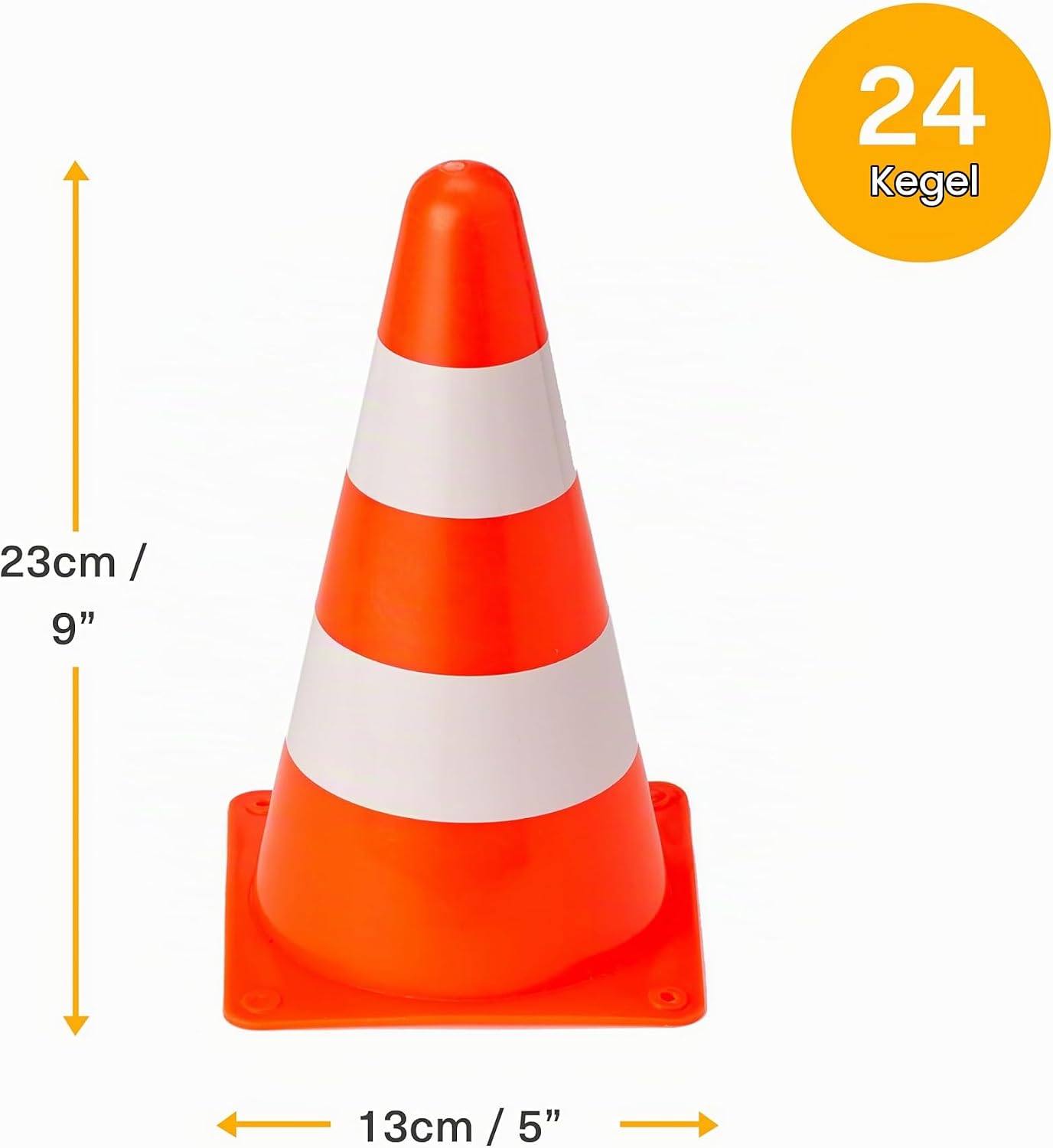 Verkehrshütchen Markierungskegel Pylonen Begrenzungsmarkierung Verkehrsführung 23 cm orange & weiß – 2