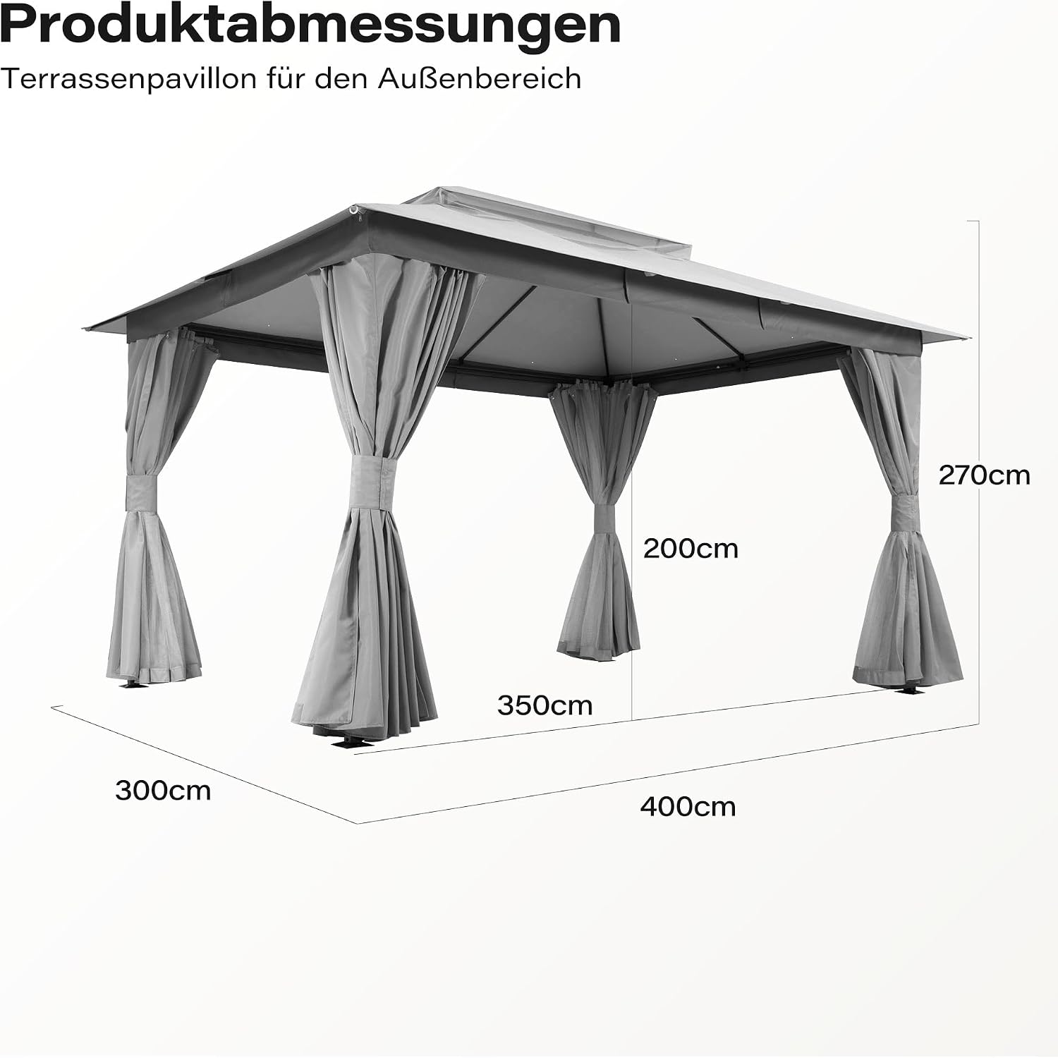 Partyzelt-Unterstand Outdoor-Pavillon 4 x 3 m robuster Doppeldach Moskitonetze Sichtschutzwände – 3