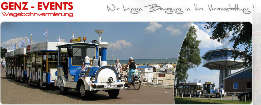 Wege - Besucherbahn weiss - gold    56 Personen Shuttlebahn - Tschu Tschu Bahn - Wegebahn - Bimmelbahn - Messebahn - Besucherbahn - Minizug - Kindereisenbahn mieten