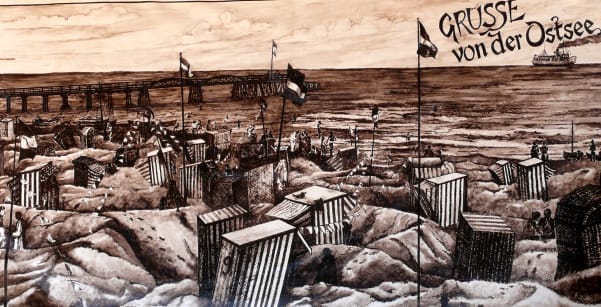 Badebild Bühnenbild , Maritime Dekoration , Strand Dekoration , historisches Badeleben