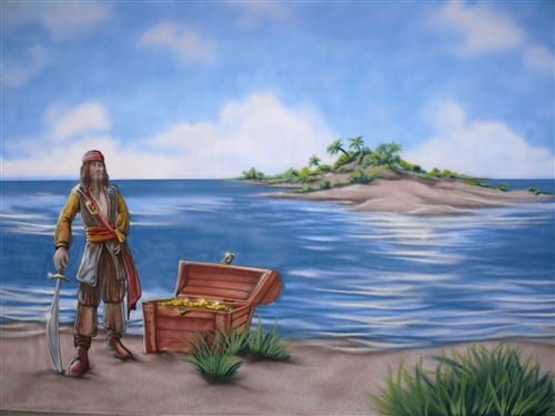 Kulisse Piraten Strand , Bühnenbild Piraten Strand , Piraten Dekoration – 2
