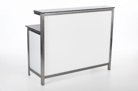 Mobile Edelstahl-Cocktailbar mieten – Exklusive Event-Bar (150 cm) mit edler Optik