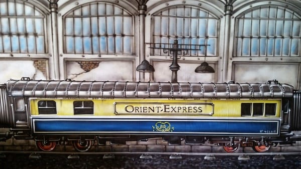 Orient Express Bühnenbild, Eisenbahn Orientexpress Kulisse, Bahnhof