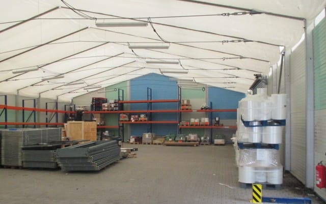 Lagerzelt 7,5m Breite x 12m Länge, Seitenhöhe 4,20m