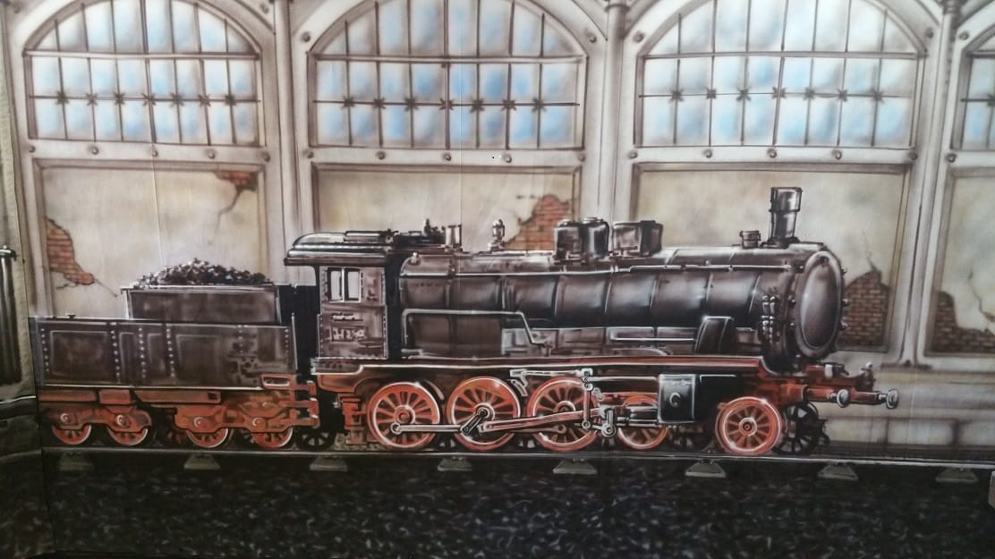 Orient Express Bühnenbild, Eisenbahn Orientexpress Kulisse, Bahnhof – 3