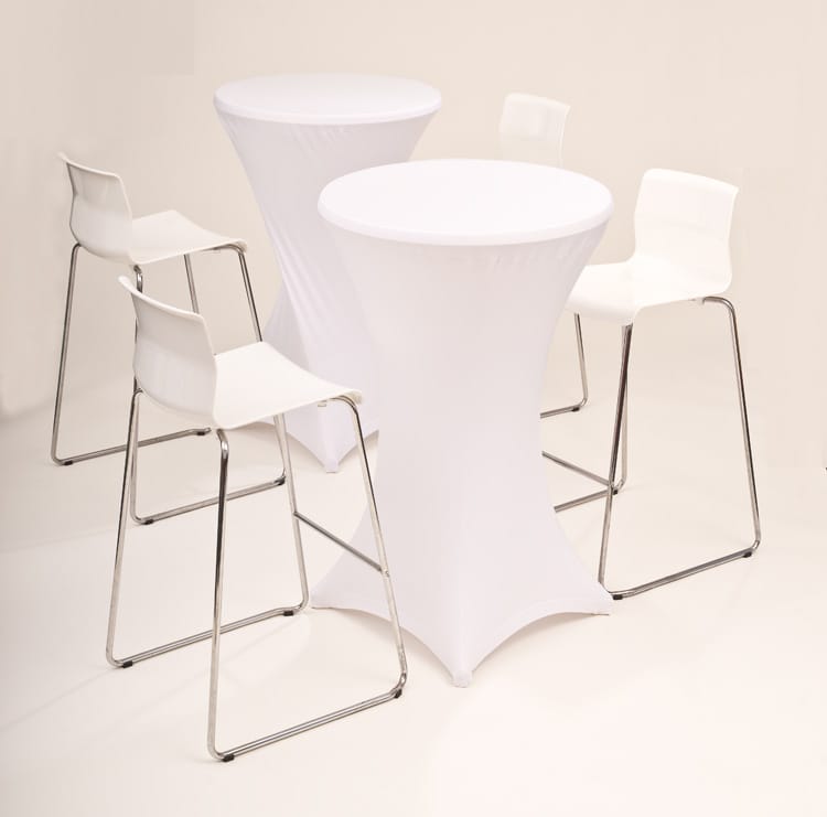 Set Stehtisch inkl. Stretchhusse weiss 4 Fußsystem klappbar 70cm Bistrotisch – 4