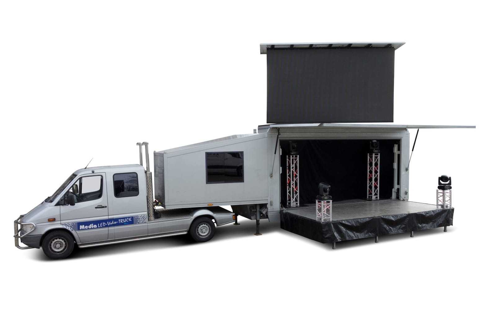 LED-Videotruck 4m x 2,25m Videowand (6,2mm Pixelpitch) mit Bühne und Technik