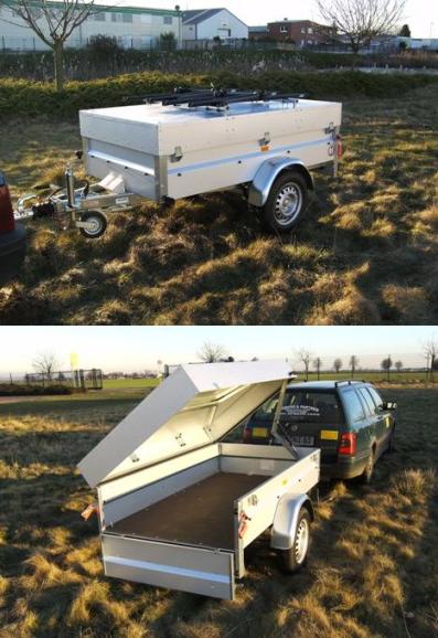 Deckelanhänger / Urlaubsanhänger klein abschließbar mit 4 Fahrradträgern – 850 kg gebremst 100 km/h – 3