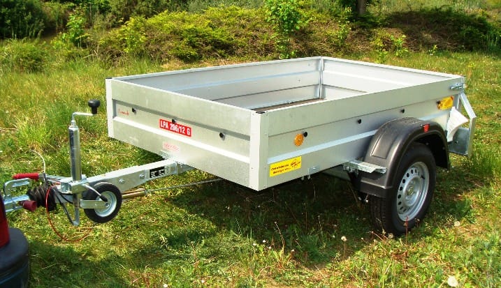 Offener Kastenanhänger 900 kg gebremst – 100 km/h 2000 x 1250 x 380 mm Nutzlast ca. 780 kg