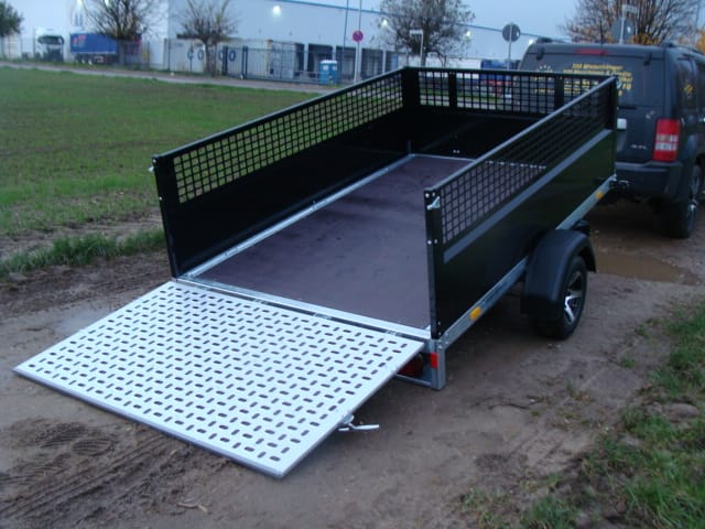 Offener Kastenanhänger kippbar Laubgitter Auffahrrampe 1300 kg gebremst 100 km/h 2510x1530x660