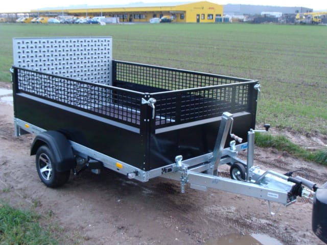 Offener Kastenanhänger kippbar Laubgitter Auffahrrampe 1300 kg gebremst 100 km/h 2510x1530x660 – 2