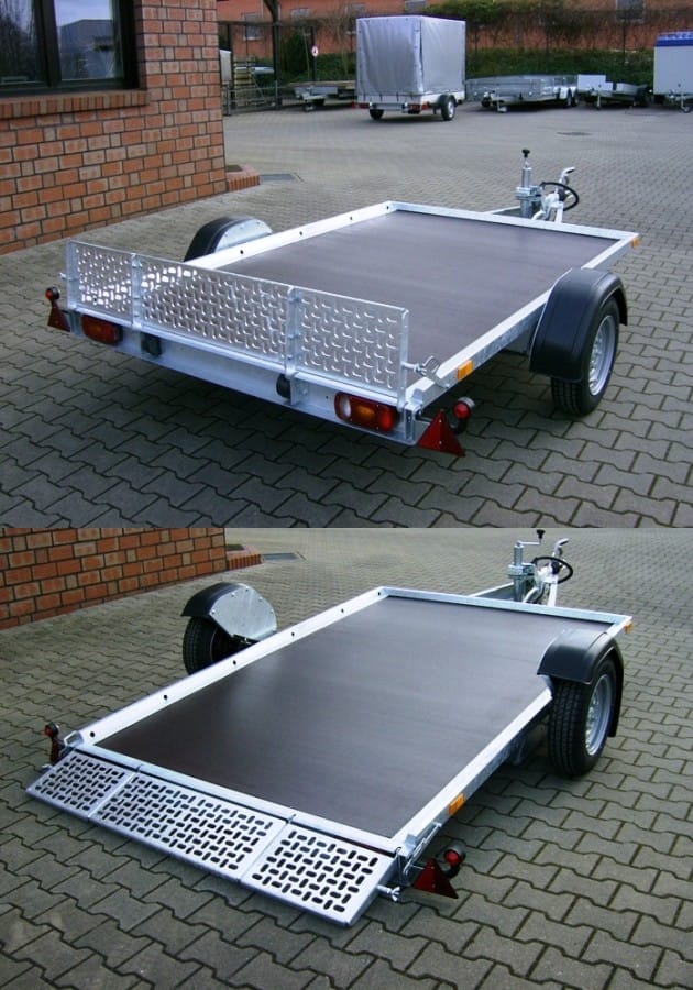 Absenkbarer Autotransporter Kleinwagentransporter 1400 kg gebremst 100 km/h 2700 x 1700 mm