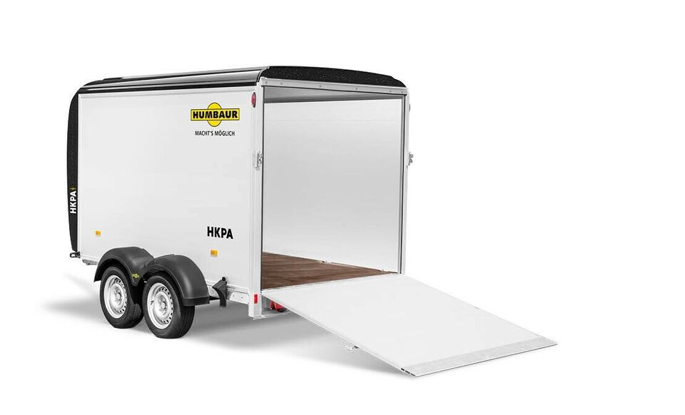 Geschlossener 2er Koffer Motorradanhänger 2600 kg abschließbar, gebremst, Auffahrrampe + Seitentüre – 3