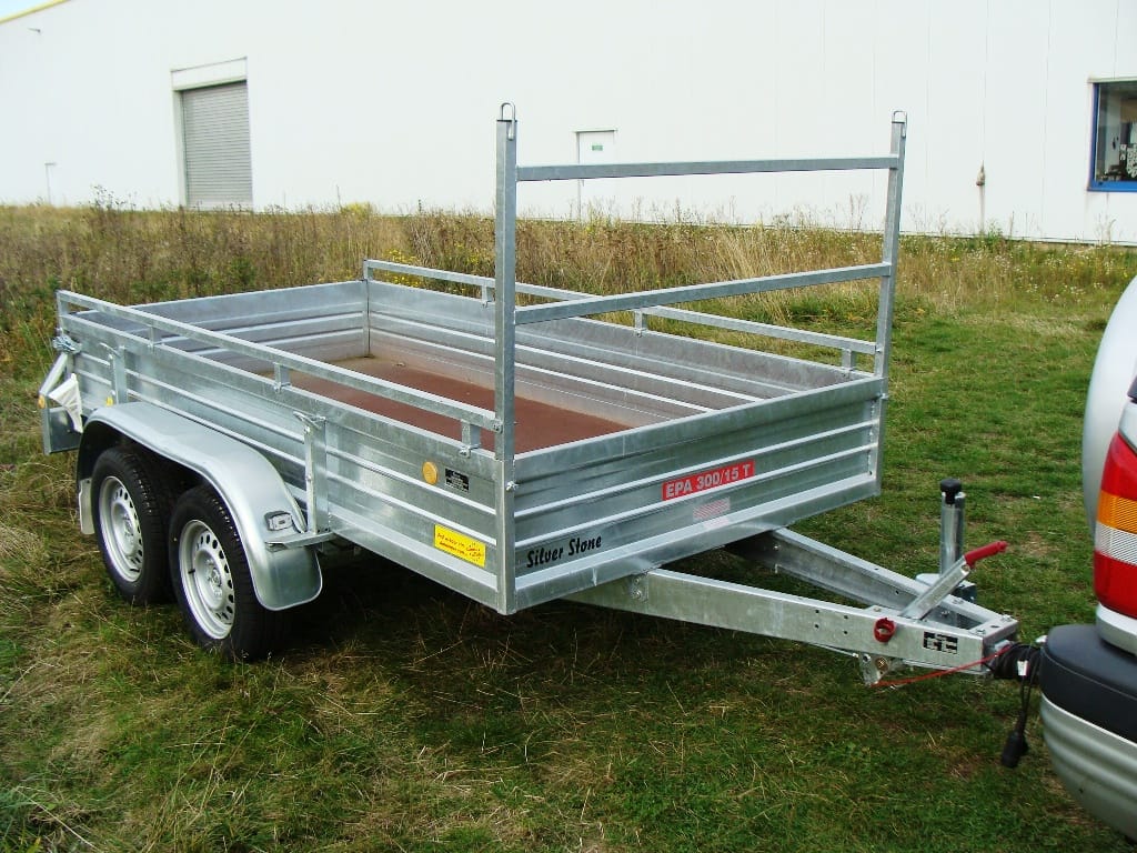 Gartenanhänger Baustelle H-Gestell  + Reling 2500 kg gebremst 3000 x 1500 x 440 mm 100 km/h