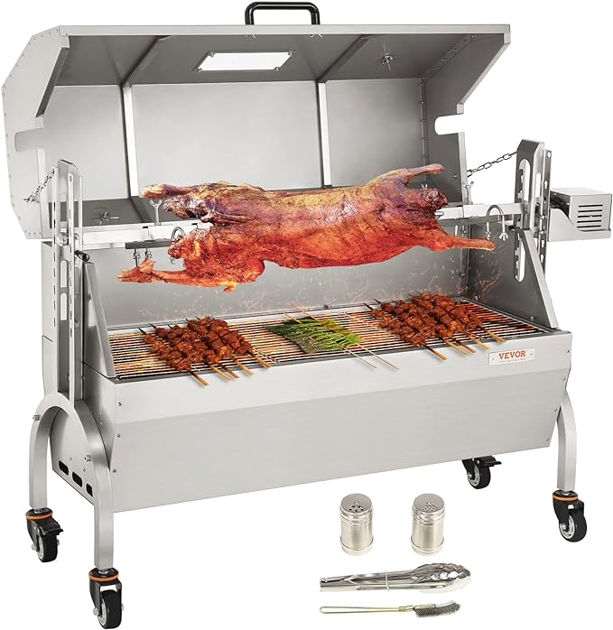 BBQ Spanferkelgrill Lammgrill Geflügelgrill 117 cm, 60 kg Edelstahl Drehspieß höhenverstellbar – 2