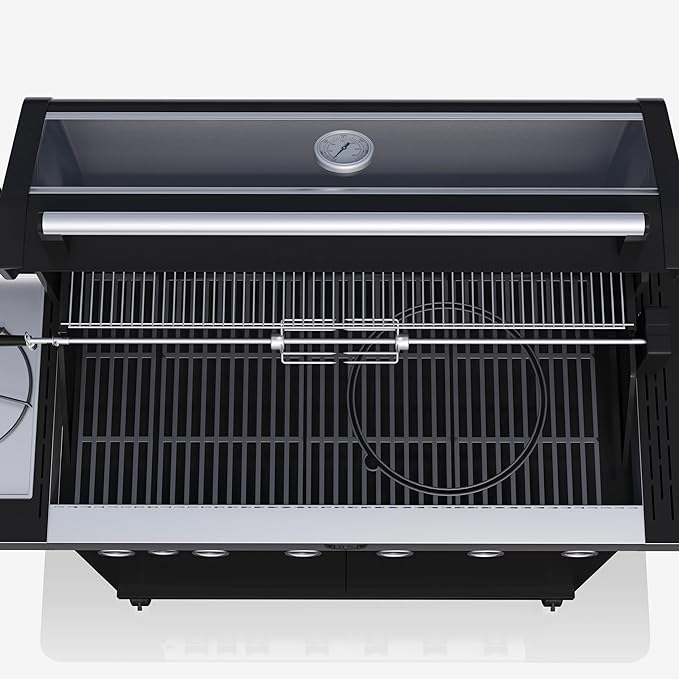 Gasgrill groß BBQ Deckel 6 Edelstahlbrenner 1570 x 495 mm mit Seitenbrenner Gussrost mit Drehspieß – 3