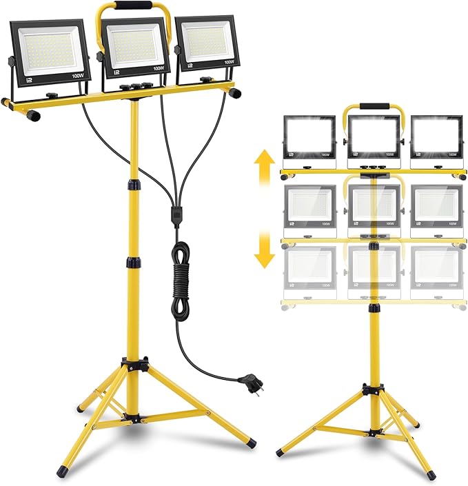 LED Baustrahler 300 W 6500 K einstellbare Richtung 230 V Kaltweiss Scheinwerfer 30000lm