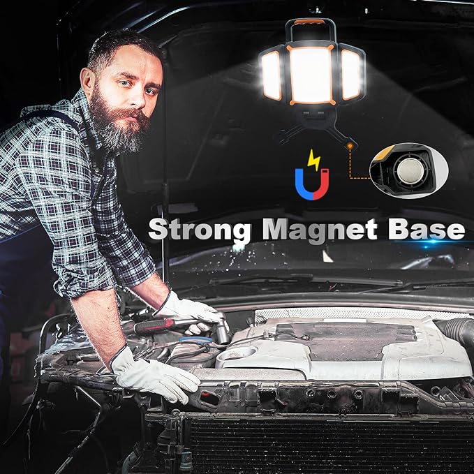 LED Strahler Akku 30 W 3000 LM super Hell Baustrahler mit Magnet 5 Lichtmodi und Powerbank drehbare – Thumbnail 9