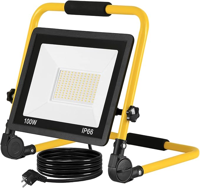Arbeitsleuchte 100 W LED Baustrahler 8500 LM warmweiß LED Fluter Floodlight mit IP66 Wasserdicht