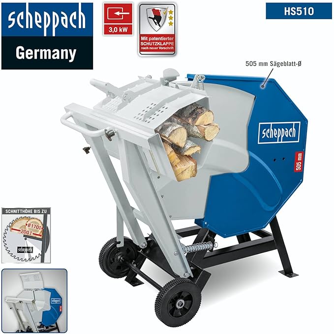 Wippkreissäge Brennholzsäge HS510 Wippsäge Kreissäge 230 V 3000 W Leistung Sägeblatt-Ø 505 mm – Thumbnail 6