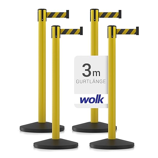 Gurtpfosten Set Personenleitsystem 1 Sperrband pro Pfosten Absperrung Pfostenhöhe 100 cm Gurtlänge 3