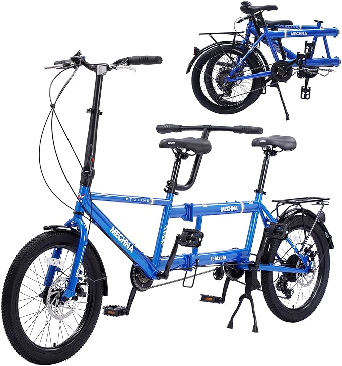 Tandem Tandemfahrrad Klapprad Beach Cruiser Bike Reiserad faltbar 20 Zoll City verstellbares Tandem