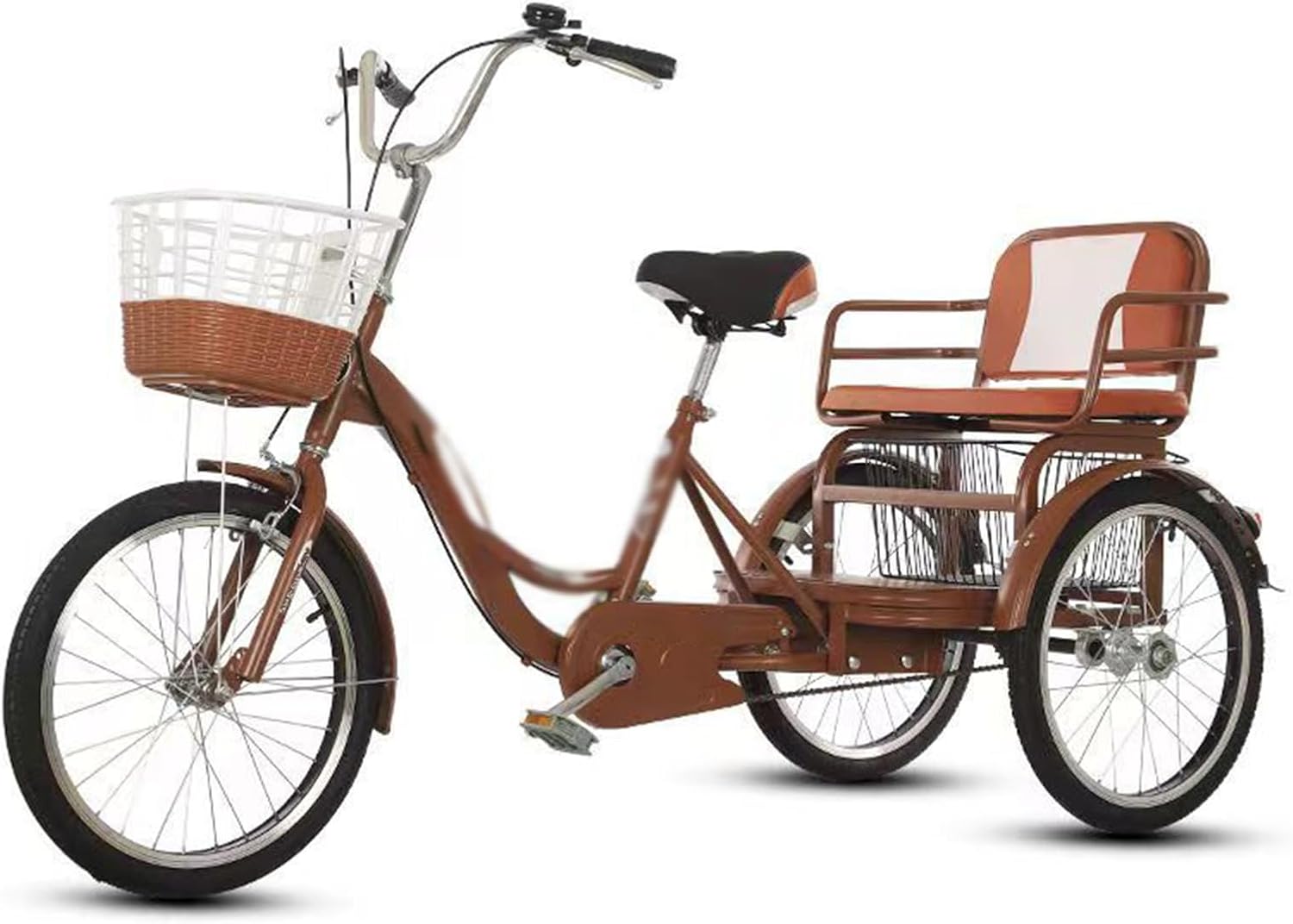 Rikscha-Dreirad zusammenklappbares 3-Rad-Fahrrad Tandem-Dreirad mit Rücksitz