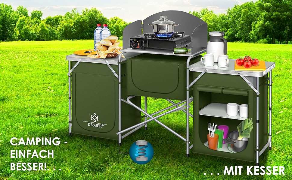 Campingküche Zeltküche Küchenzeile Reiseküche Tragetasche Campingschrank Campingküche Alu-Rahmen