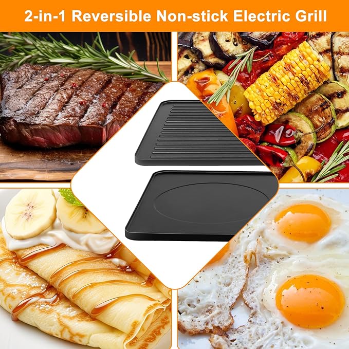 Raclettegrill elektrischer Tischgrill Raclette Elektrogrill antihaftbeschichtet wendbare Grillplatte – 2