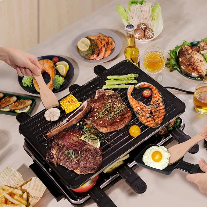 Raclettegrill elektrischer Tischgrill Raclette Elektrogrill antihaftbeschichtet wendbare Grillplatte – 3