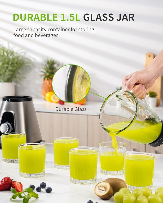 Campingmixer Standmixer 2-1 Smoothie Maker Hochleistungsmixer 1200 W Mixer mit 1,5L Glaskrug und 650 – 4