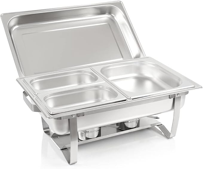 Speisewärmer Buffet Warmhalteplatten Speisenwärmer Profi Set 2 x Edelstahl im 15-teiligen Set Rechau – 3