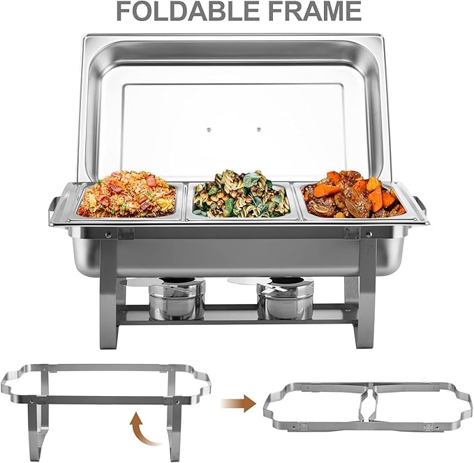 Buffetwärmer 4er Speisenwärmer 4er-Pack 9-l-Chafing-Dish-Set aus Edelstahl Buffet-Suppenwärmer mit 2 – 4