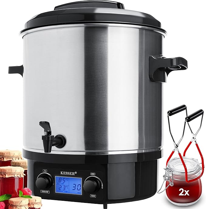 Einkochautomat 27 L Glühweinkocher Glühweinkessel Edelstahl Timer 2000 W Temperatur 30-100 °C Zeitsc