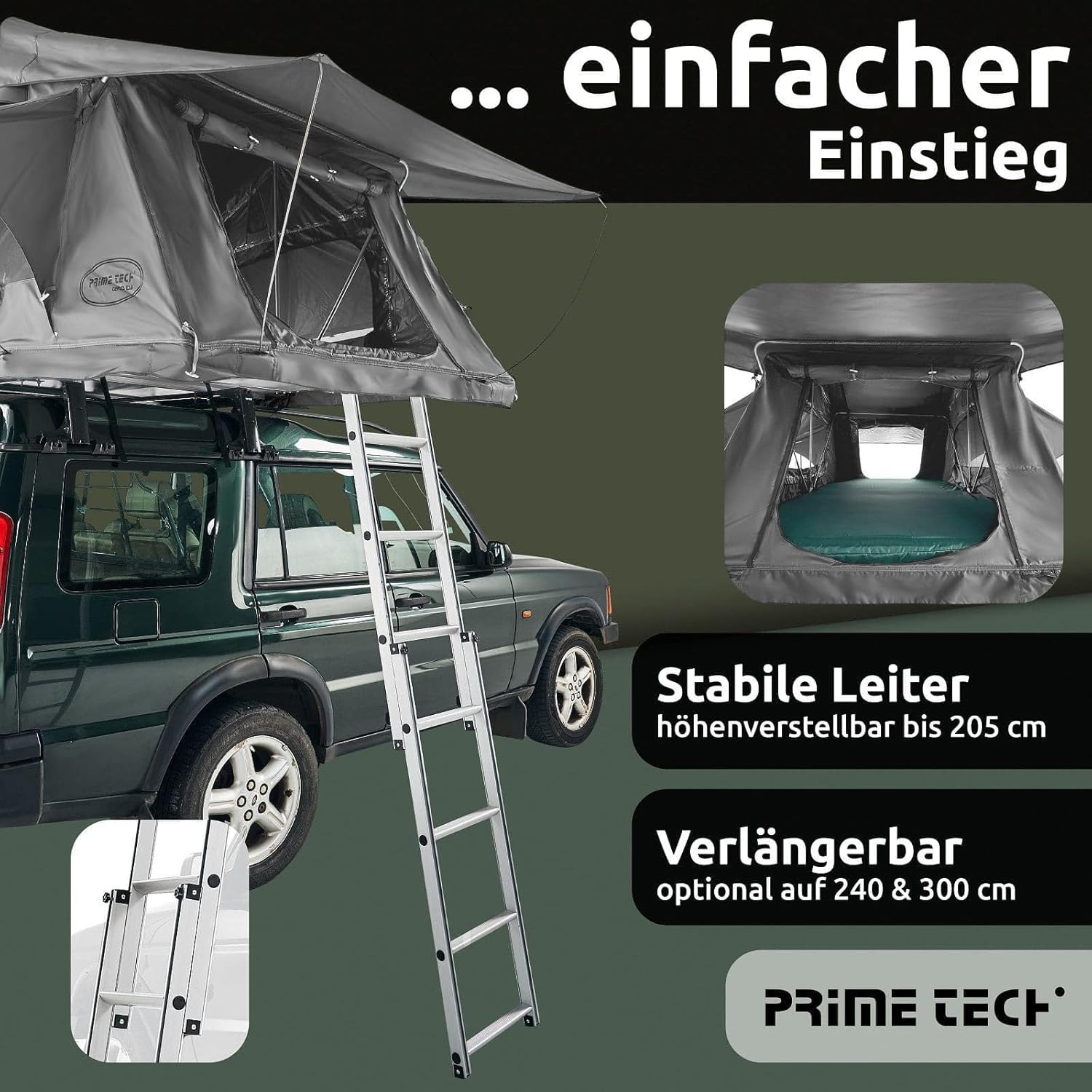 Anhängerdachzelt Autodachzelt XXL 240 x 180 x 130 zelten wo Du willst – Thumbnail 12